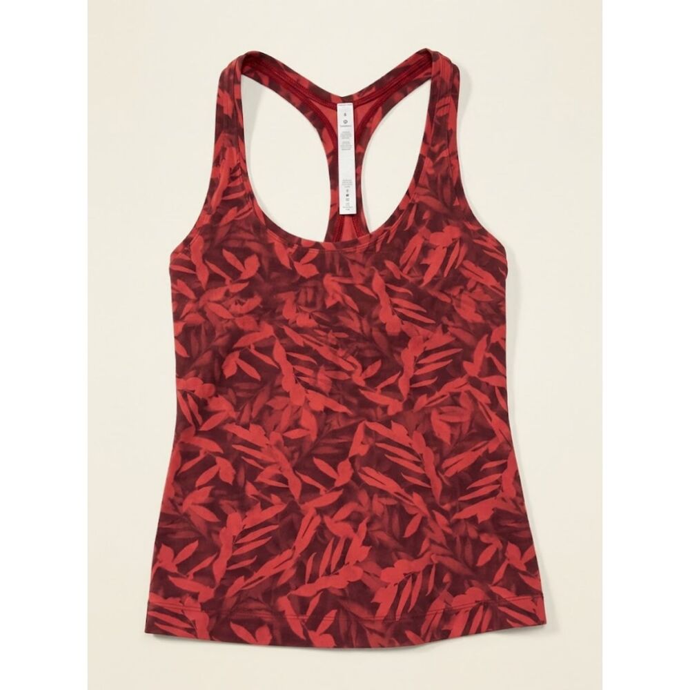 lululemon Cool Racerback Short Tank 8 Nulu Spray Leaf Fireside Red W1DV6S